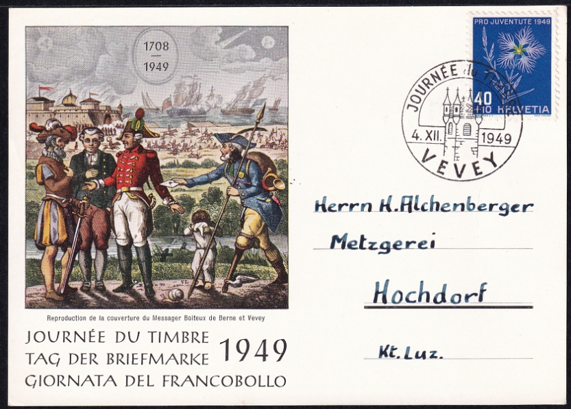 Schweiz Tag Der Briefmarke Karte Mit Stempel Vevey Und Pj