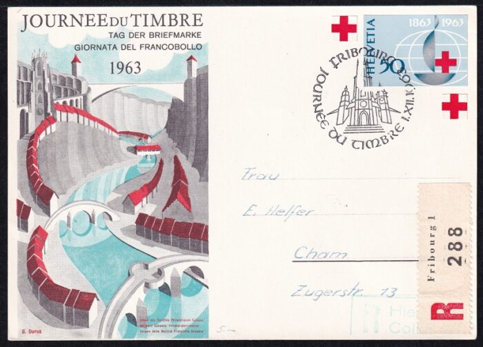 Schweiz Tag Der Briefmarke 1963 Fribourg R Karte Briefmarken