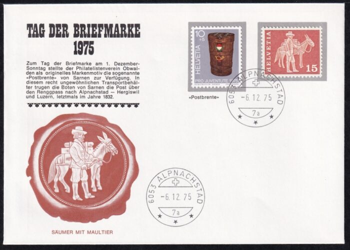 Schweiz Tag der Briefmarke 1975 Luzern 4 private Umschläge Briefmarken