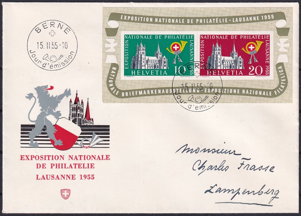 Schweiz 1955 Block 15 FDC Nr. W35 - französischer Stempel