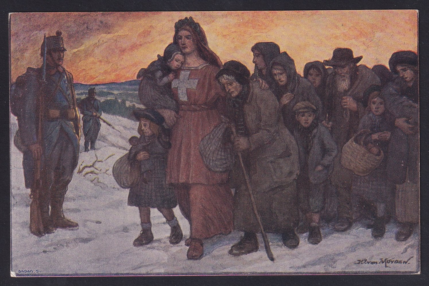 Schweiz Bundesfeierkarte 1915 Nr. 12 o "Helvetia mit Notleidenden" ungebraucht