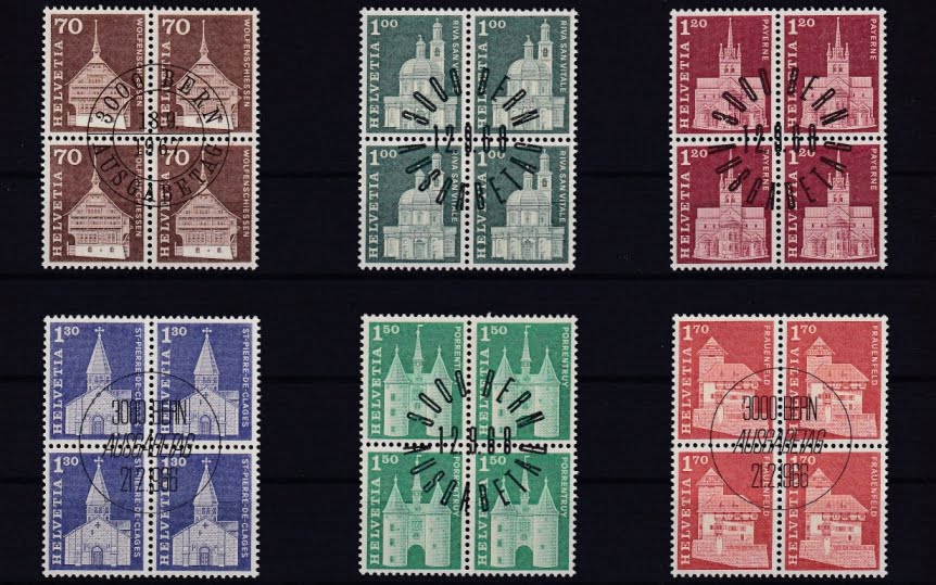 Schweiz 1964 - 1968 SBK Nr. 412 bis 427 4er Blocks Baudenkmäler ET – Bild 2
