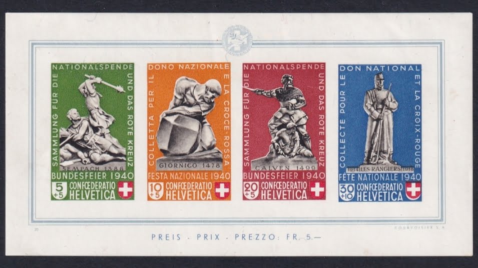 Schweiz Pro Patria 1940 Block 5 vollendetes Stadium aus dem Werdegang