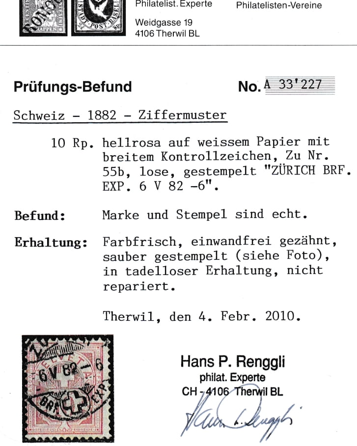 Schweiz Wertziffer 1882 Nr. 55b gestempelt "ZÜRICH BRF" – Bild 2