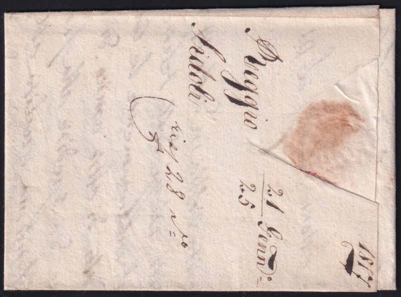 Vorphilatelie Österreich 21.01.1817 "Reggio (Herzogentum Modena)" => "Bozen (Tirol)" – Bild 2