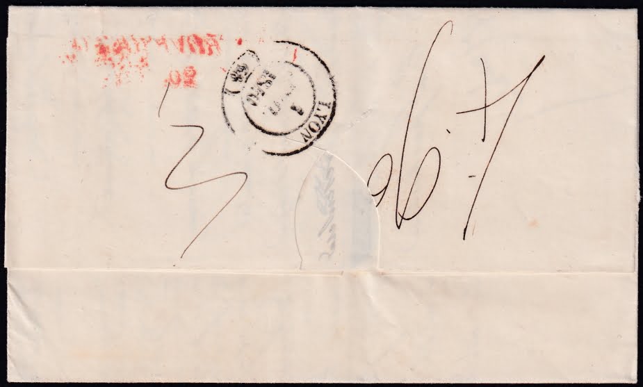 Vorphilatelie Österreich 26.06.1840 "Rovereto (Tirol)" => "Sardinien" => "Lyon (Frankreich)" – Bild 2