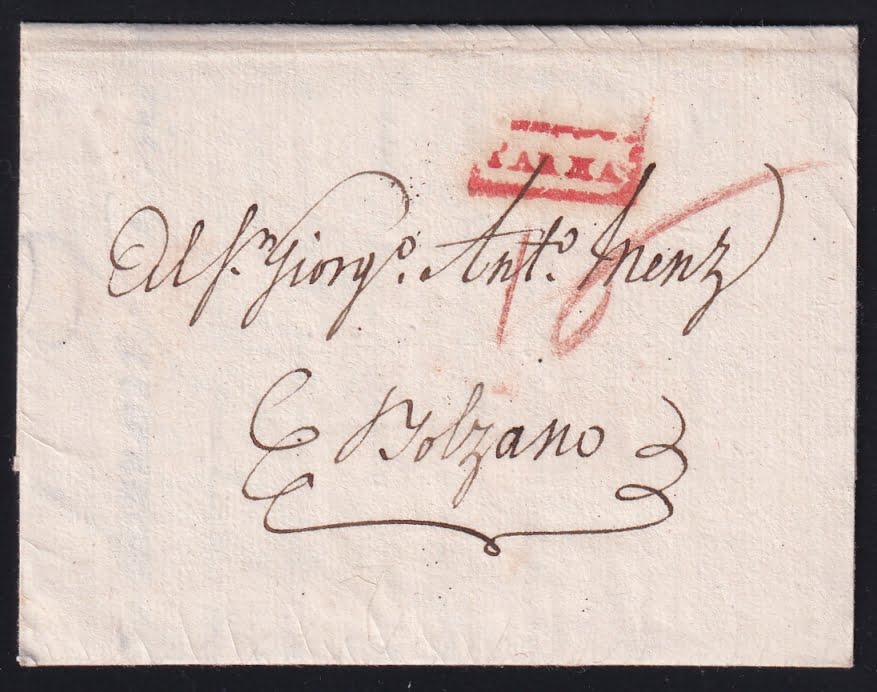 Vorphilatelie Österreich 28.05.1805 "Parma (Herzogentum)" => "Bozen (Tirol)"