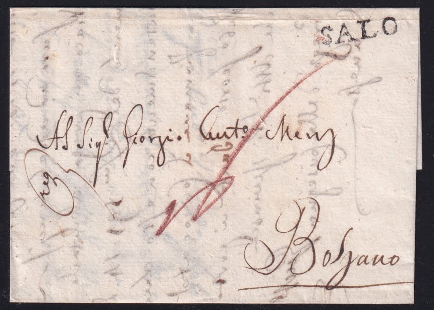 Vorphilatelie Österreich 12.4.1817 "Salo (Lombardei-Venetien)" => "Bozen (Tirol)"