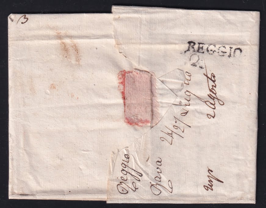Vorphilatelie Österreich 24.7.1803 "Reggio (Herzogtum Modena)" => "Bozen (Tirol)" – Bild 2