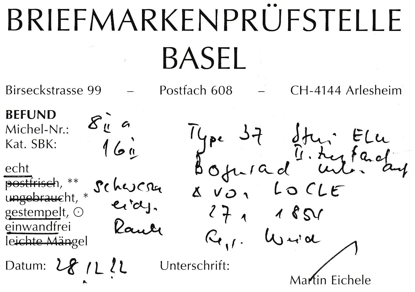 Schweiz Rayon II 1850 Nr. 16 II auf Briefstück Type 37 E-LU 2. Zustand schwarze eidg. Raute - vollrandig – Bild 5