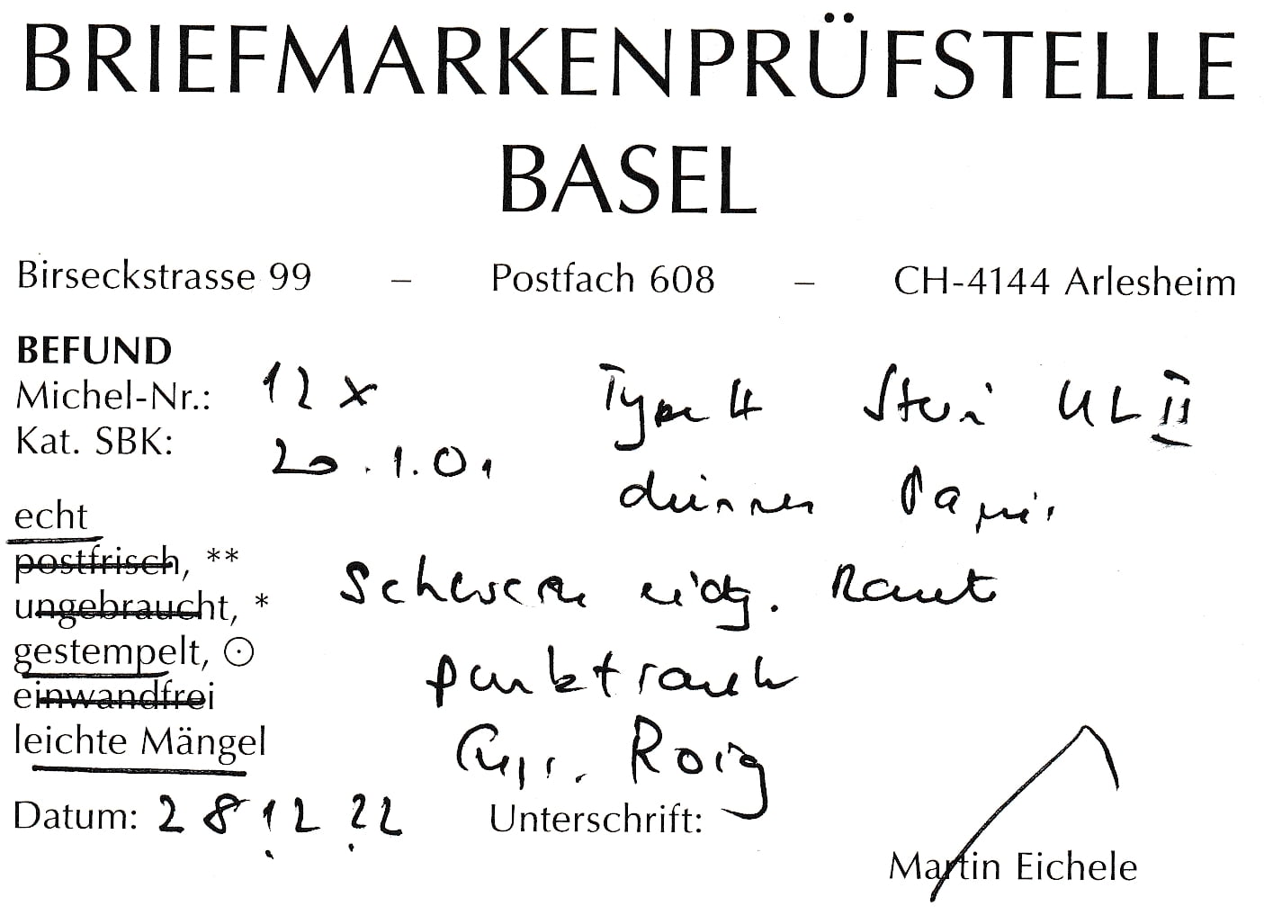 Schweiz Rayon III 1852 Nr. 20 "Grosse Wertziffer" 1.01 Type 4 ULII schwarze eidg. Raute – Bild 3