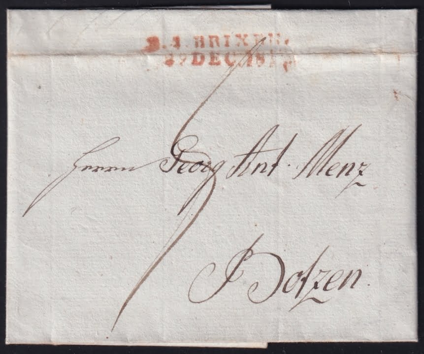 Vorphilatelie sterreich 29 12 1812 Brixen Tirol Bozen Tirol Vorphilatelie sterreich 29 12 1812 Brixen Tirol Bozen Tirol