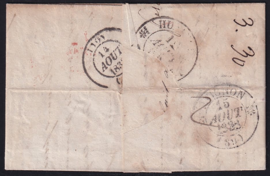 Vorphilatelie Österreich 10.08.1830 "Feldkirch (Vorarlberg)" => "Hüningen" => "Lyon" => "Avignon" – Bild 2