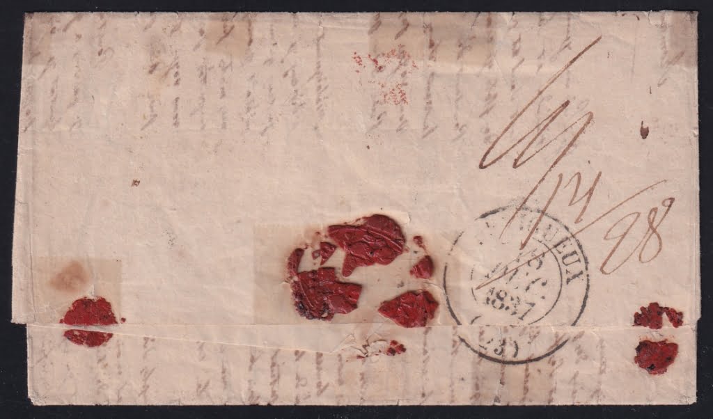Vorphilatelie Österreich 12.1837 "Jaroslau (Galizien)" => "Hüningen" => "Pirigueux" – Bild 2