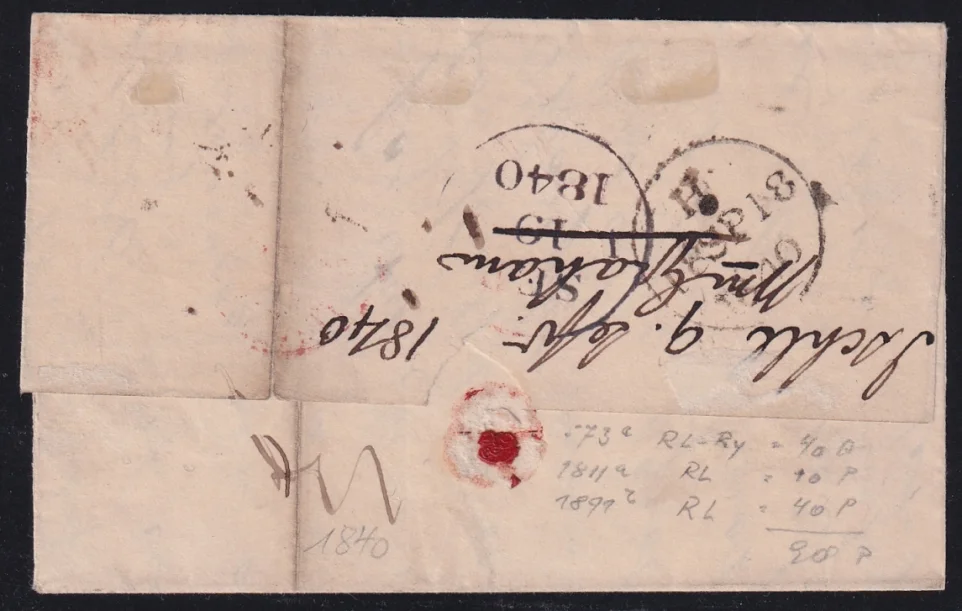 Vorphilatelie Österreich 09.09.1840 "Ischl" => "Hüningen" => "Paris" => "London" => "Edinburgh" – Bild 2