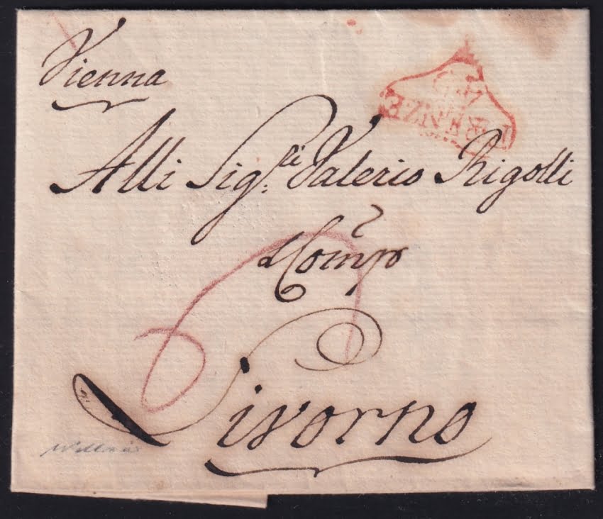 Vorphilatelie Österreich 31.10.1778 "Wien" => "Florenz" => "Livorno (Toskana)"