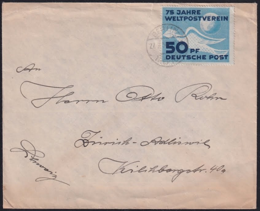 DDR 1949 Nr. 242 "75 Jahre Weltpostverein" auf Brief