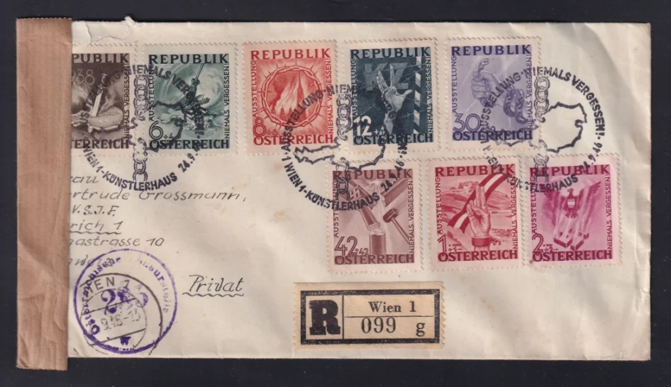 Oesterreich eingeschriebener, zensurierter Satzbrief