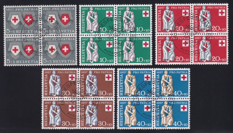 Schweiz 1957 Pro Patria Nr.81-85, offizielle Ersttagstempel