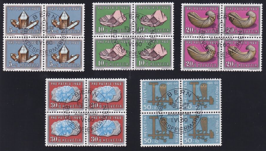 Schweiz 1960Pro Patria Nr.96-100, offizielle Ersttagstempel