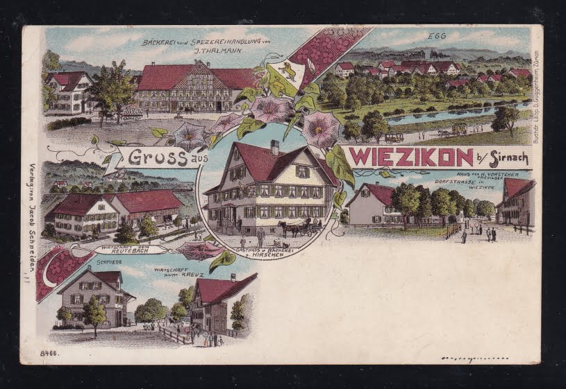 Schweiz Lithographie 1903 "Gruss aus Wiezikon b/Sirnach"