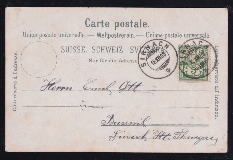 Schweiz Lithographie 1903 "Gruss aus Wiezikon b/Sirnach" – Bild 2