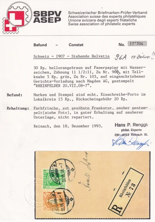 Schweiz Stehende Helvetia/Tellknabe im Rahmen Mischfrankatur – Bild 3