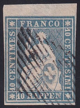 Schweiz Strubeli 1854 Nr. 23Aa Raute Attest Hermann