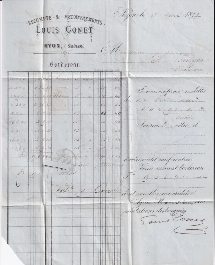 Schweiz sitzende Helvetia 1867 Nr. 42, Faltbrief Grenzrayon – Bild 3