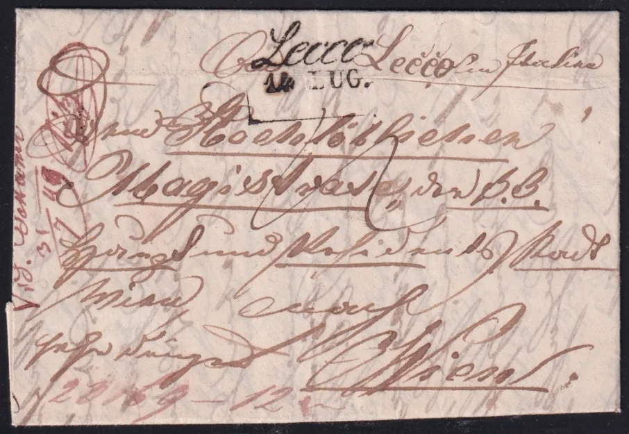 Postgeschichte Österreich 14.07.1849 "Lecco (Lombardei-Venetien)" - "Wien"