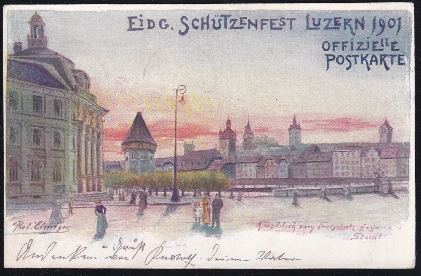Schweiz Ansichtskarten, Litho, Eidg. Schützenfest Luzern