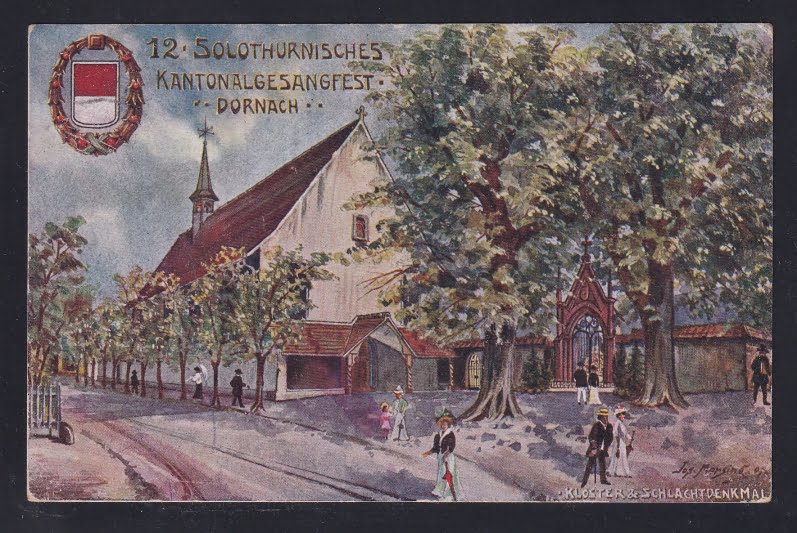 Schweiz Ansichtskarten, Lithokarte, Dornach Kantonalgesang