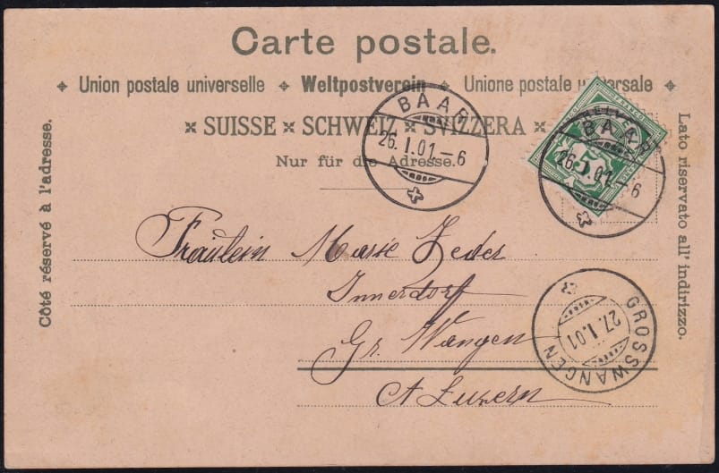 Schweiz Ansichtskarten, Lithokarte, Gruss aus Baar – Bild 2