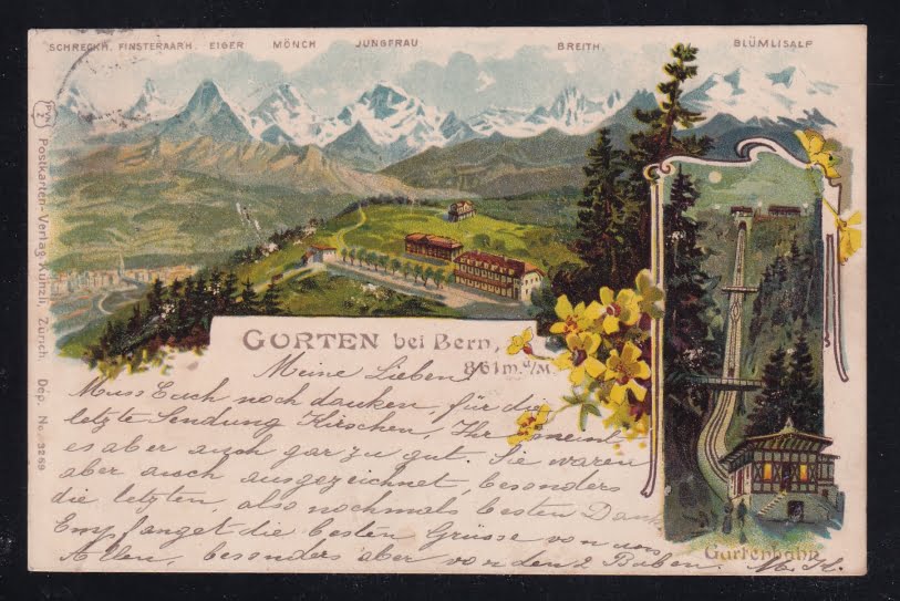 Schweiz Ansichtskarten, Lithokarte, Gurten bei Bern
