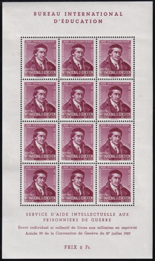 Schweiz, BIE, Kleinbogen Nr.I, Pestalozzi, weinrot