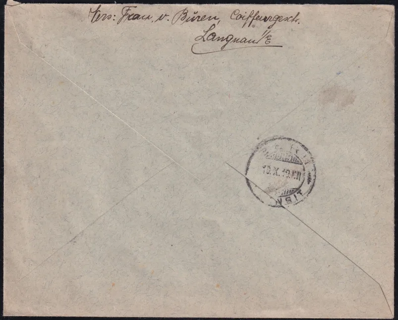 Schweiz Frankaturen ab 1907, Express-Brief ab Langnau – Bild 2