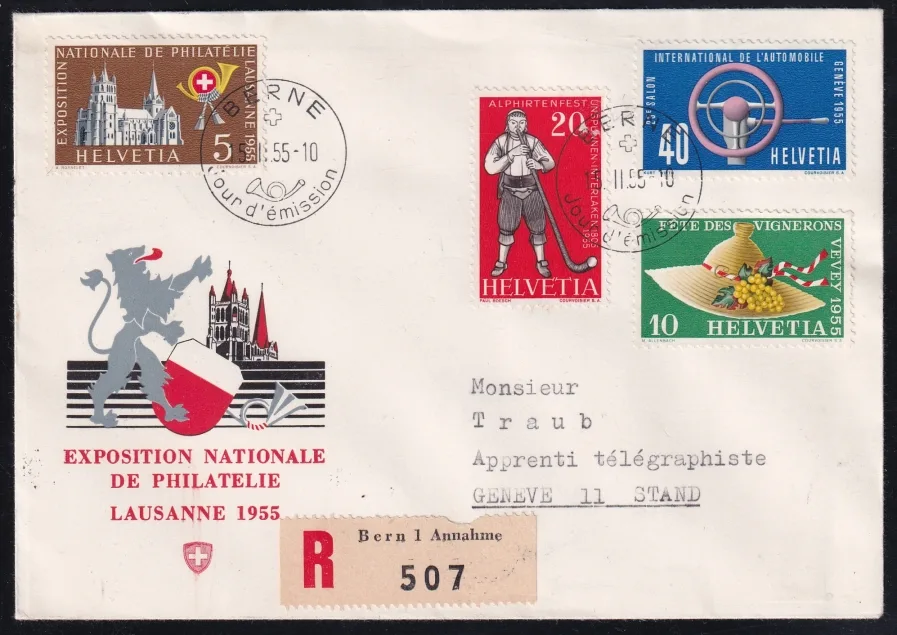 Schweiz Freimarken, illustrierter R-FDC 1955, Nr. 320-323