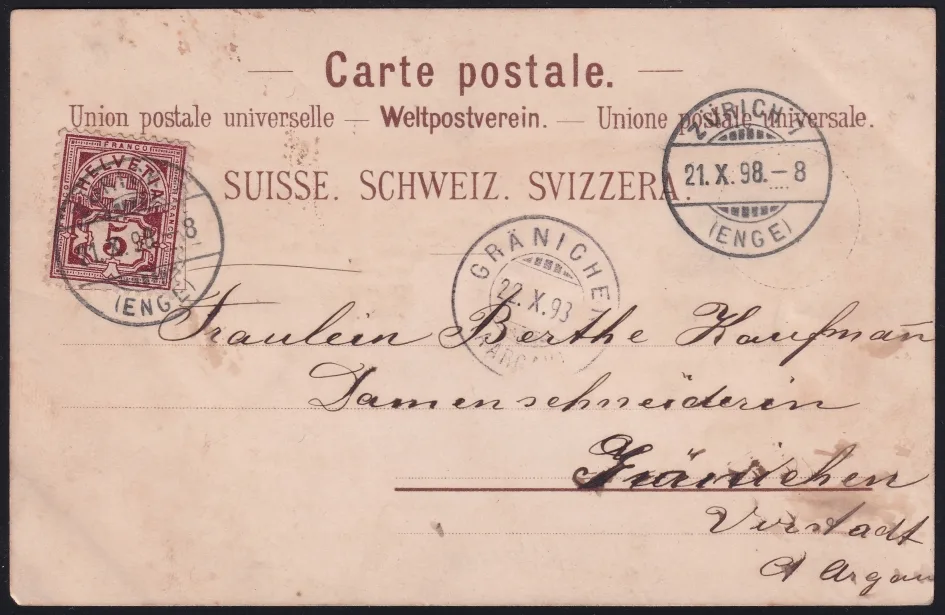 Schweiz Lithographie 1898 "Gruss aus Zürich" – Bild 2