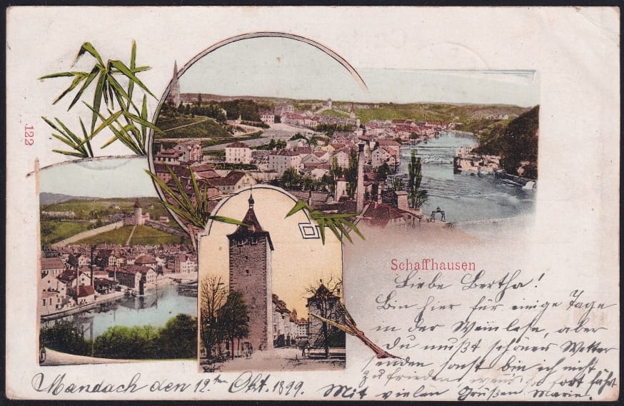 Schweiz Lithographie 1899 "Schaffhausen"