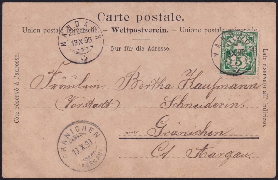 Schweiz Lithographie 1899 "Schaffhausen" – Bild 2