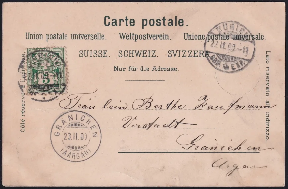 Schweiz Lithographie 1900 "Gruss aus Zürich" mit Kantonswappen – Bild 2