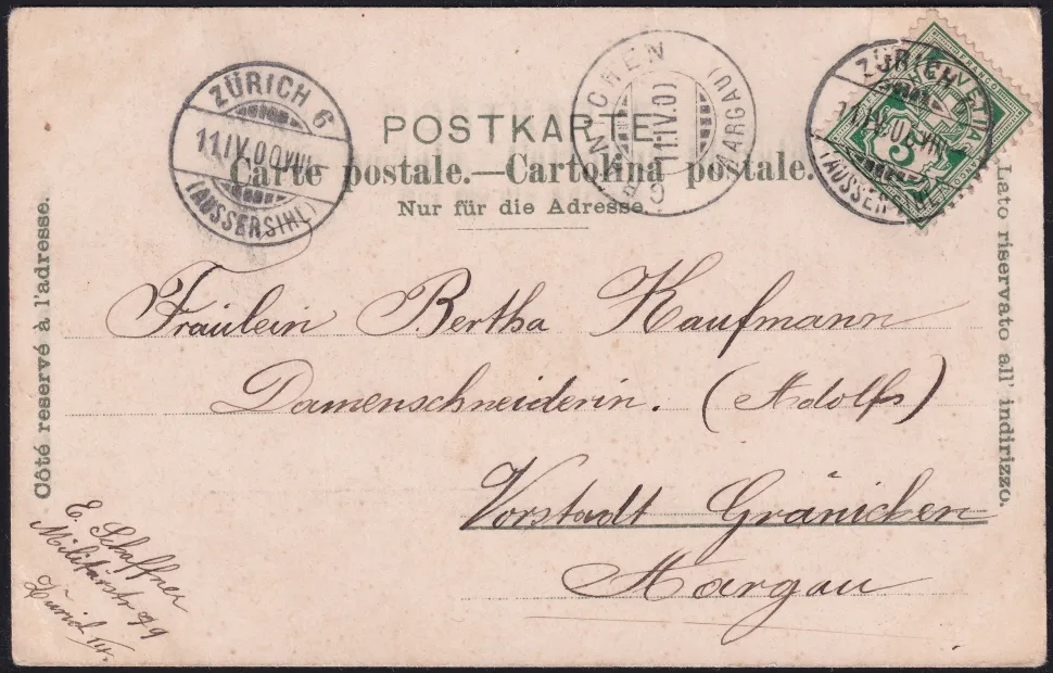Schweiz Lithographie 1900 "Gruss aus Zürich" – Bild 2