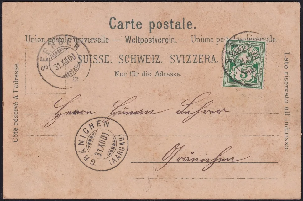 Schweiz Lithographie 1900 "Gruss aus dem Seethal" – Bild 2