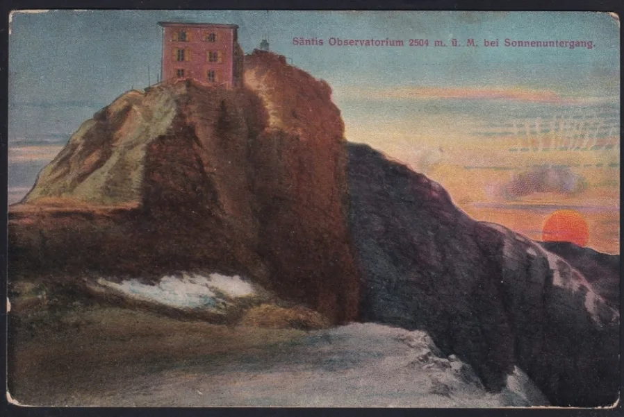 Schweiz Lithographie 1917 Säntis Observatorium