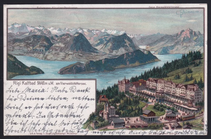 Schweiz Lithographien, Rigi Kaltbad 1441m ü. M
