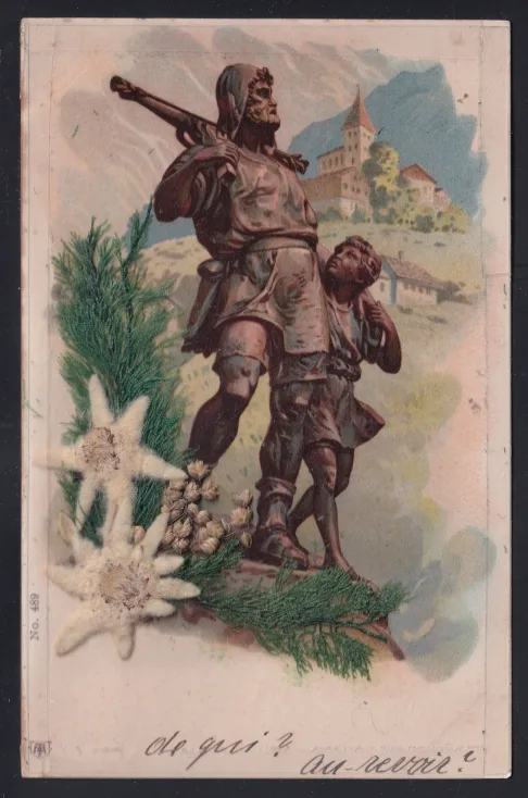 Schweiz, Telldenkmal mit Edelweiss Dekoration