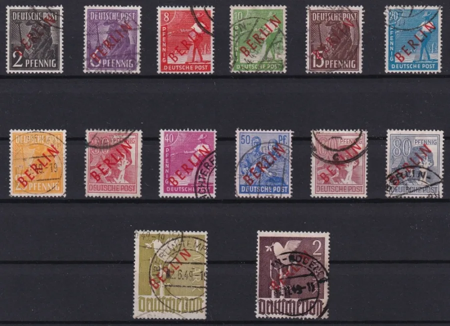 Berlin 1949 Rotaufdrucke gestempelt, teilweise signiert