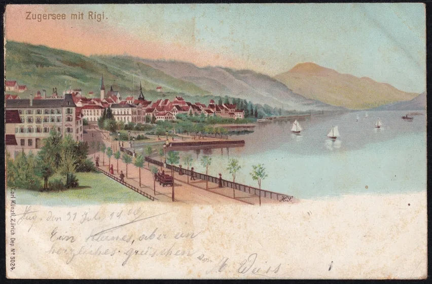 Lithokarte Schweiz Zugersee mit Rigi