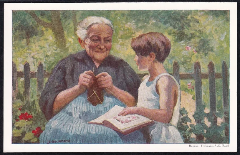 Schweiz Bundesfeierkarten 1928, Grossmutter mit Mädchen