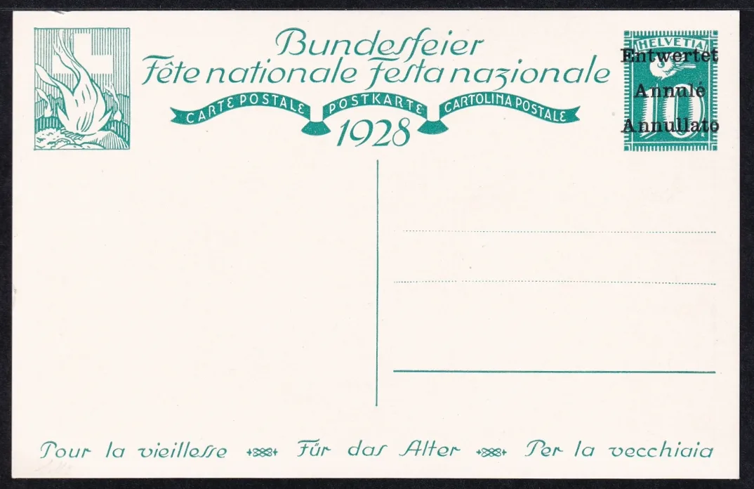 Schweiz Bundesfeierkarten 1928, Grossmutter mit Mädchen – Bild 2